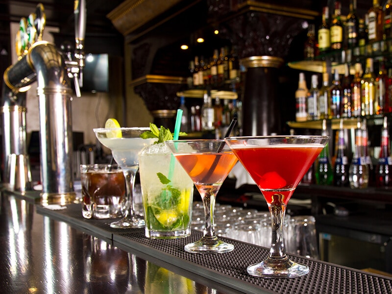 Cocktails On Bar Counter