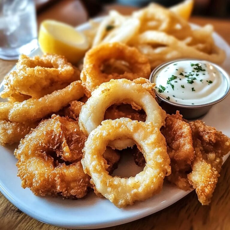 Golden Battered Cod and Onion Rings Platter Recipe
