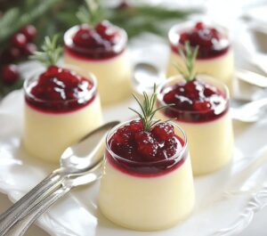 Eggnog Panna Cotta With Spiked Cranberry Sauce Recipe