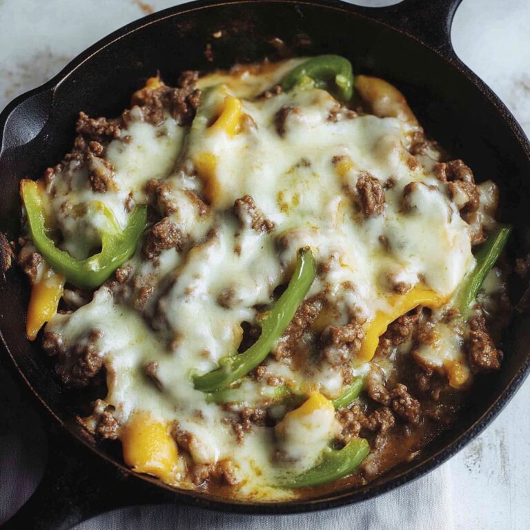 Sizzling Philly Cheese Beef Skillet Recipe