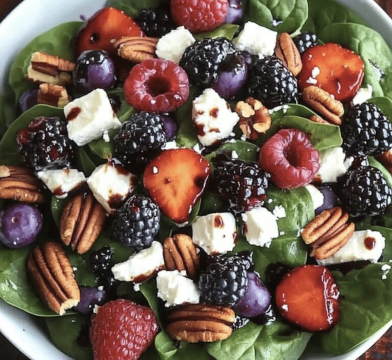 Berry Spinach Salad With Pecans, Feta, And Balsamic Glaze Recipe