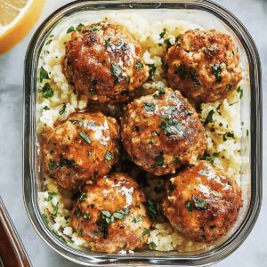 Garlic Butter Chicken Meatballs With Cauliflower Rice Recipe