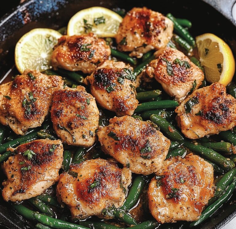 Succulent Lemon Garlic Butter Chicken and Green Beans Skillet Recipe