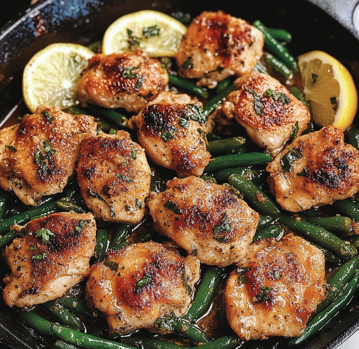 Succulent Lemon Garlic Butter Chicken and Green Beans Skillet Recipe