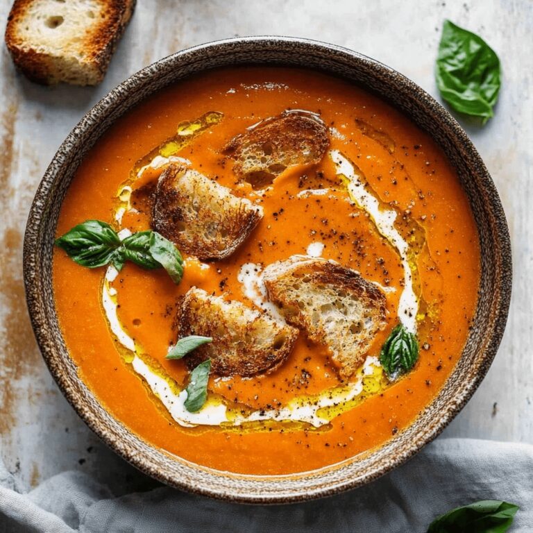 Roasted Tomato Soup With Crispy Gruyere Toasts Recipe