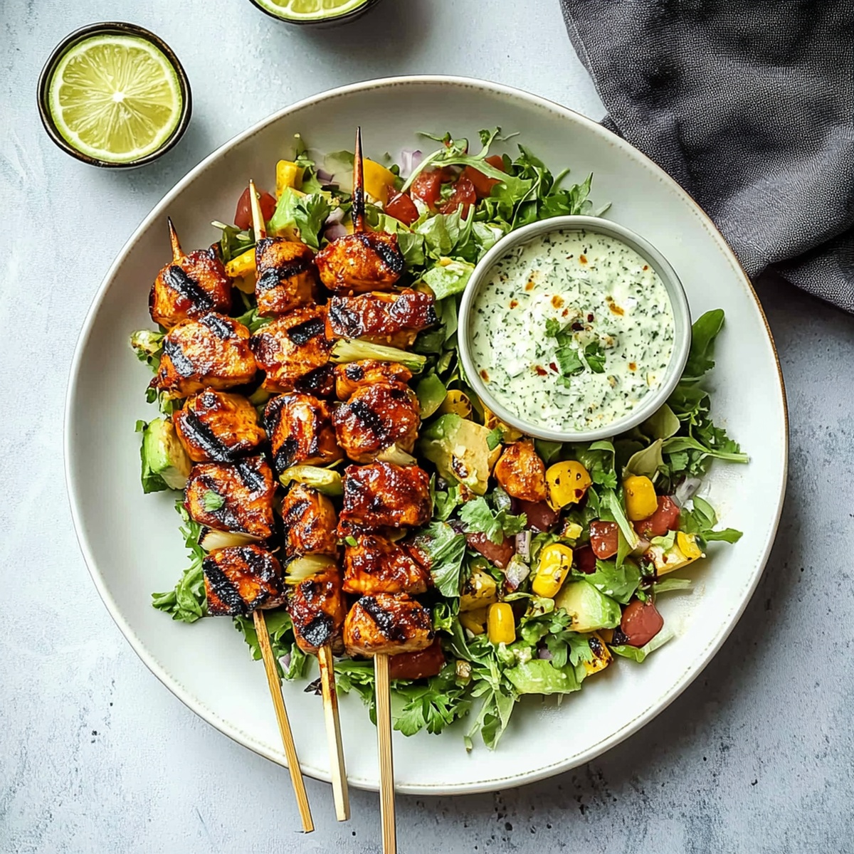 Sizzling BBQ Chicken Skewer Salad Recipe