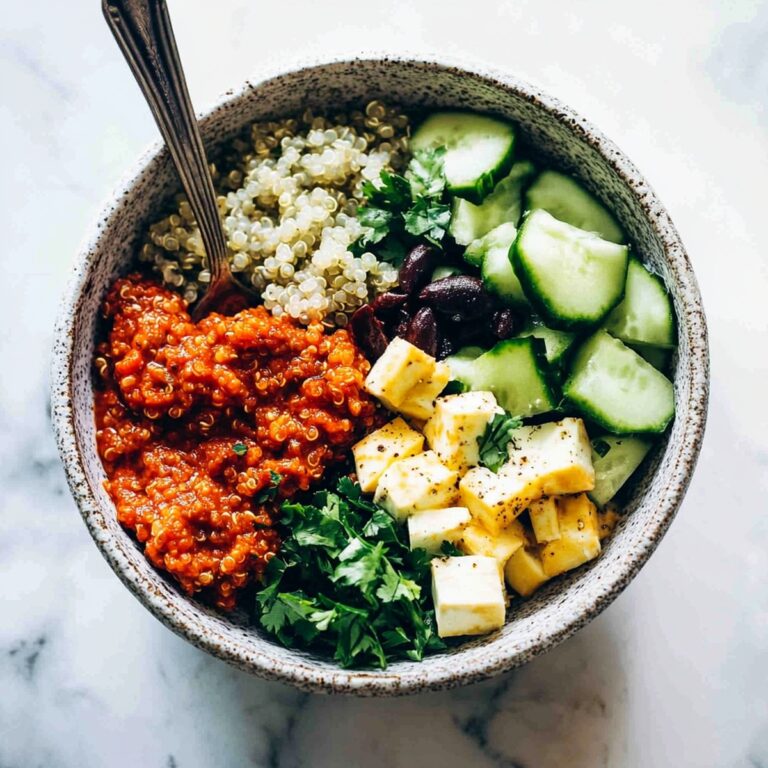 Vibrant Mediterranean Quinoa Bowls with Roasted Red Pepper Sauce Recipe