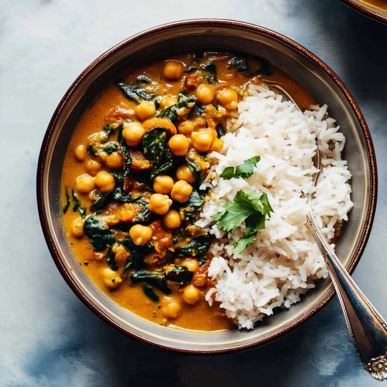 Spicy Chickpea Curry with Spinach and Rice Recipe