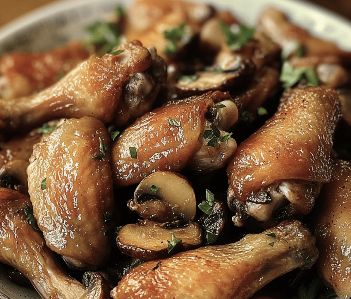 Chicken Wings With Mushrooms Recipe