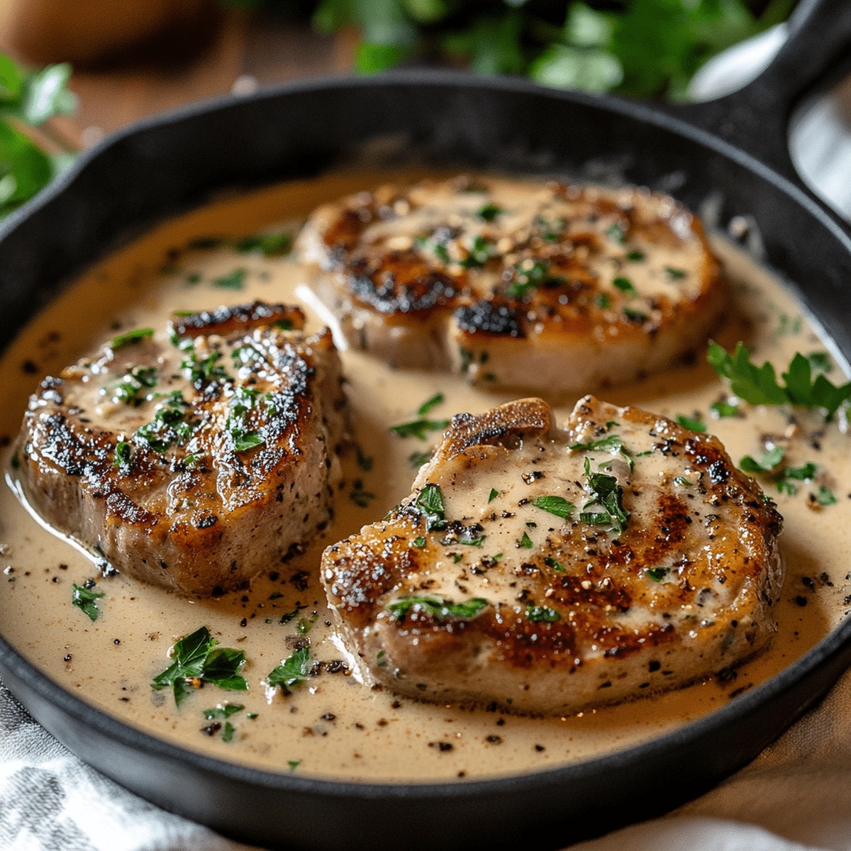 Creamy Garlic Pork Chops Recipe