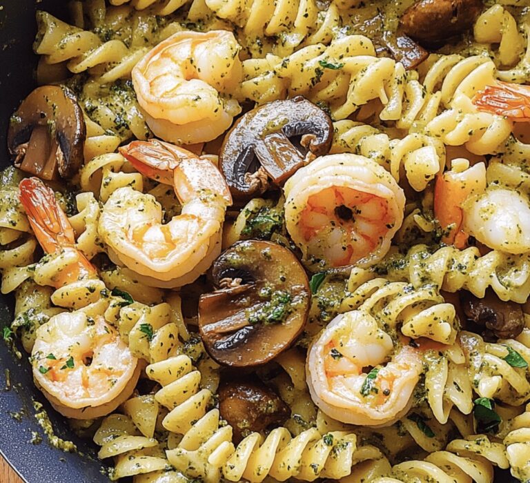 Pesto Shrimp Mushroom Pasta Recipe