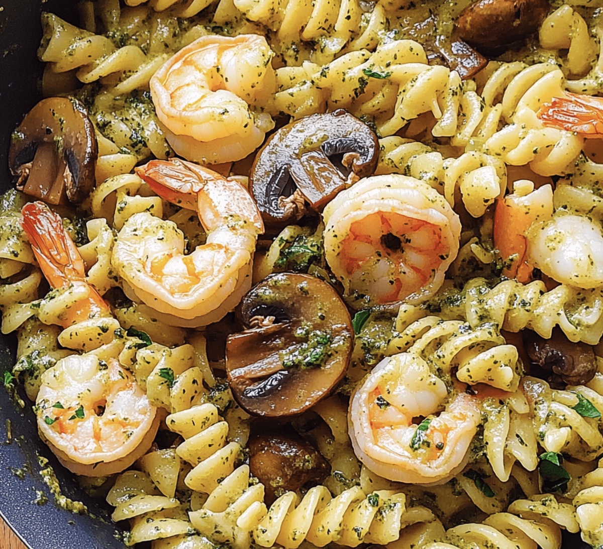 Pesto Shrimp Mushroom Pasta Recipe