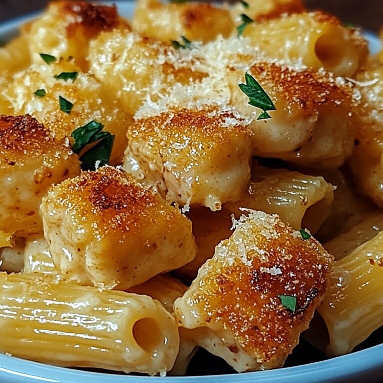 Zesty Lemon & Garlic Chicken Bites with Creamy Rigatoni Parmesan Recipe