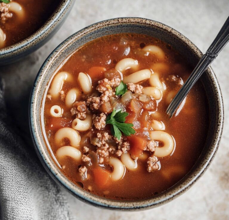 Hearty Hamburger Soup with Macaroni Recipe