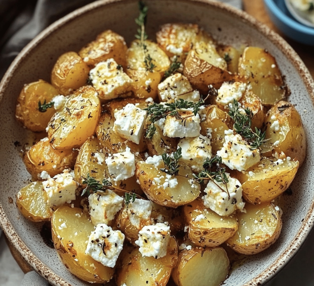 Roasted Potatoes With Baked Feta And Garlic Recipe