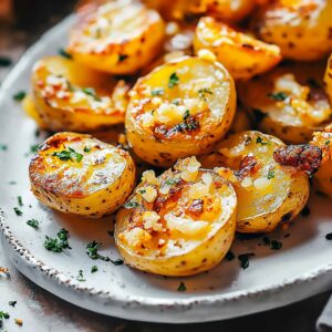 Golden Crispy Crushed Garlic Potatoes Recipe