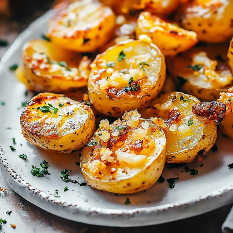 Golden Crispy Crushed Garlic Potatoes Recipe