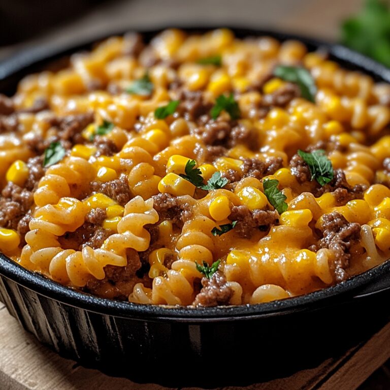 Cheesy Cheddar Ranch Beef and Sweet Corn Rotini Bake Recipe