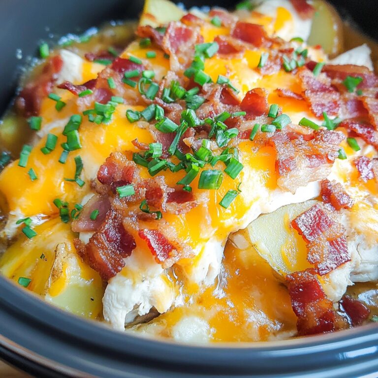 Creamy Cheddar Bacon Ranch Slow Cooker Chicken and Potatoes Recipe