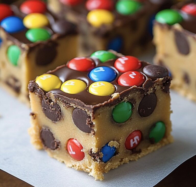Crunchy No-Bake M&M Cookie Dough Bars Recipe