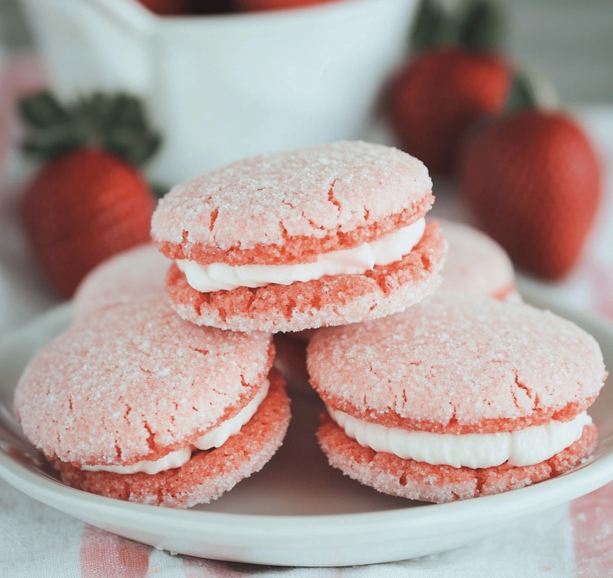 Soft Strawberry Cake Mix Sandwich Cookies Recipe