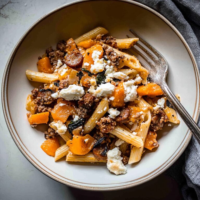Rustic Butternut Squash Goat Cheese Pasta With Sausage Recipe