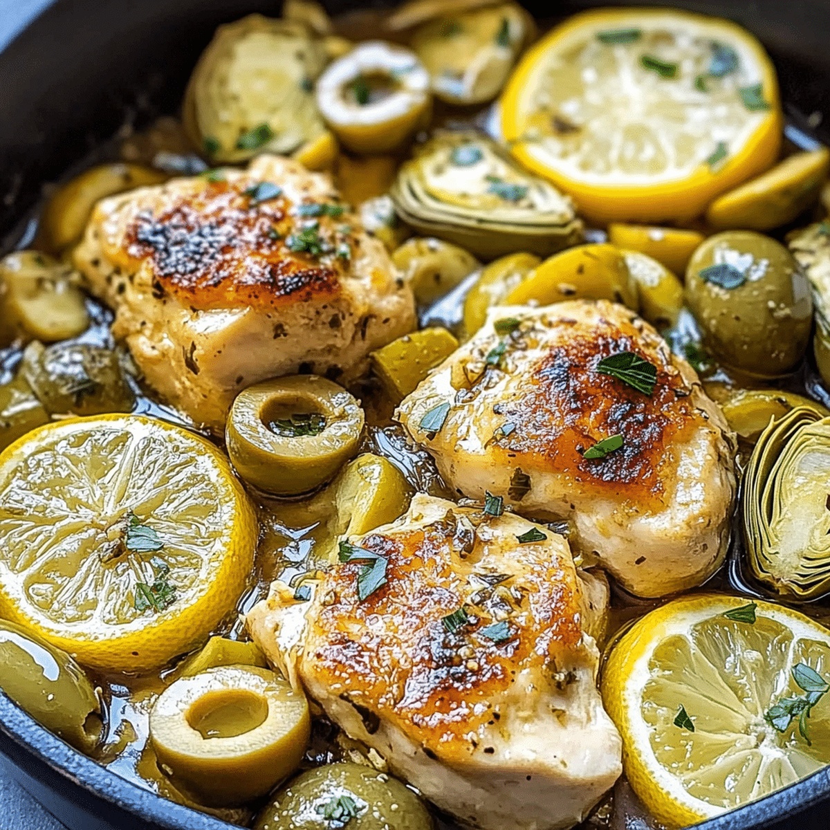 Mediterranean Lemon Chicken With Artichokes & Olives Recipe