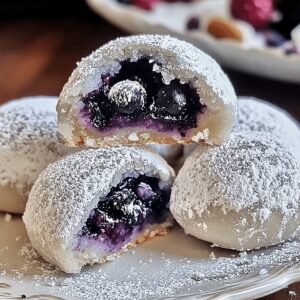 Blueberry-Filled Almond Snowball Cookies Recipe