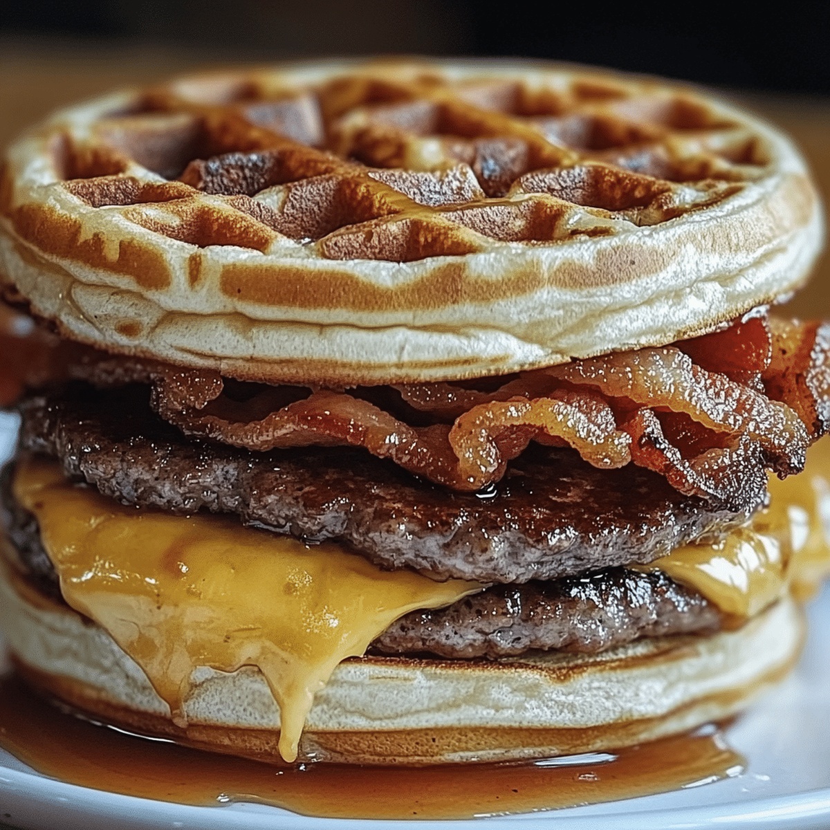 Maple Bacon Waffle Burger Recipe