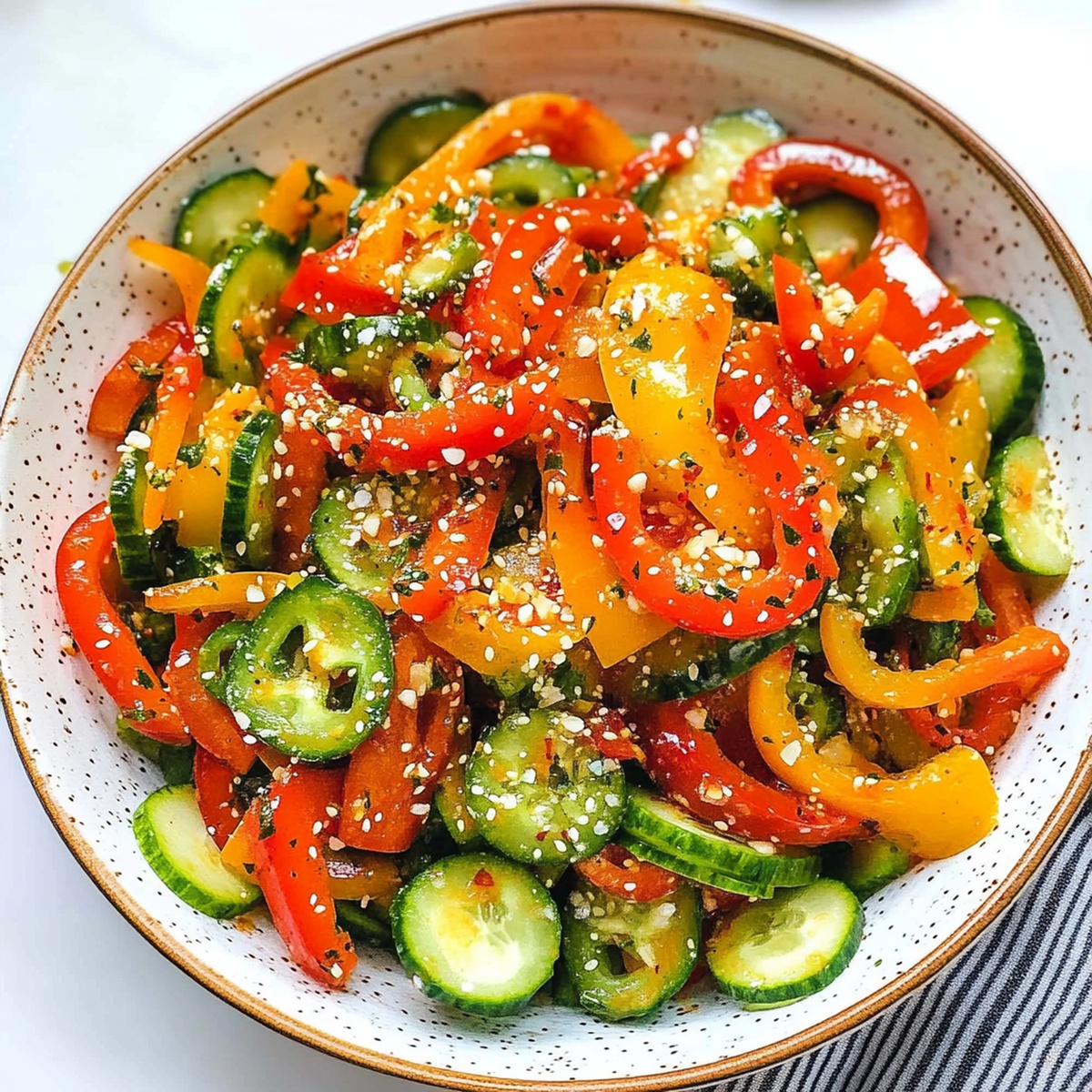 Crisp Cucumber Pepper Salad Recipe