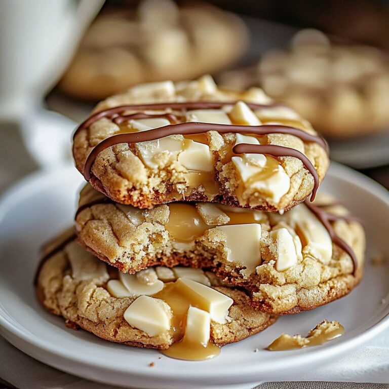 Dreamy White Chocolate Caramel Drizzle Cookies Recipe