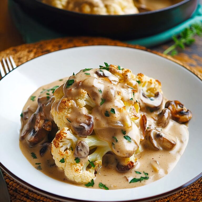 Crispy Roast Head of Cauliflower in Mushroom Sauce Recipe