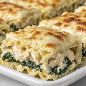 Silky Chicken Alfredo Lasagna Rolls With Fresh Spinach Recipe