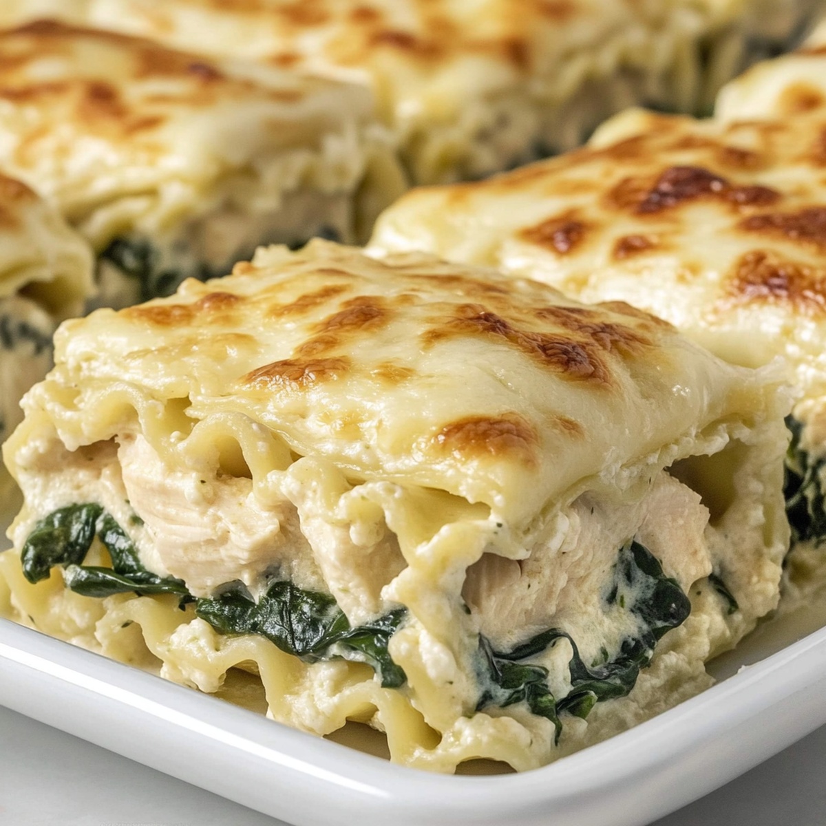 Silky Chicken Alfredo Lasagna Rolls With Fresh Spinach Recipe