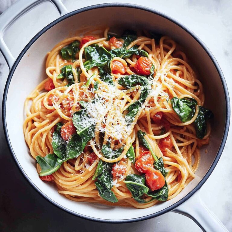 Vibrant Tomato Spinach One Pot Pasta Recipe