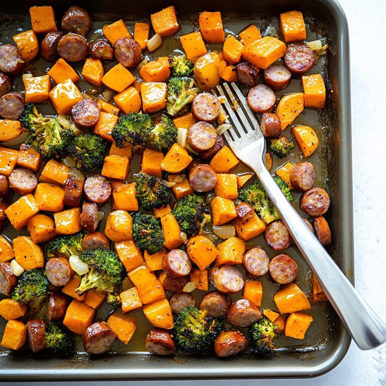 Effortless Sheet Pan Sausage and Sweet Potatoes with Honey Garlic Sauce Recipe