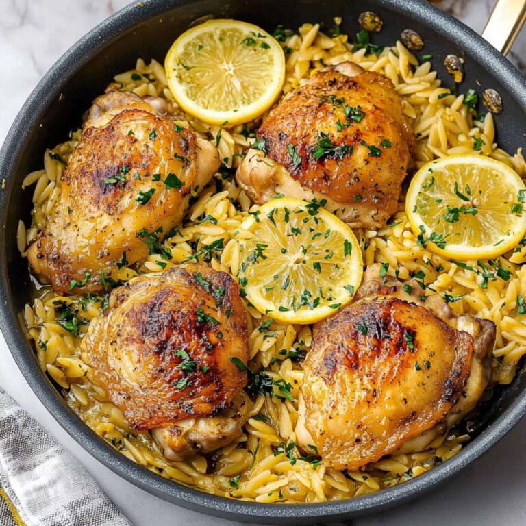 Juicy Lemon Garlic Chicken Thighs with Orzo Recipe