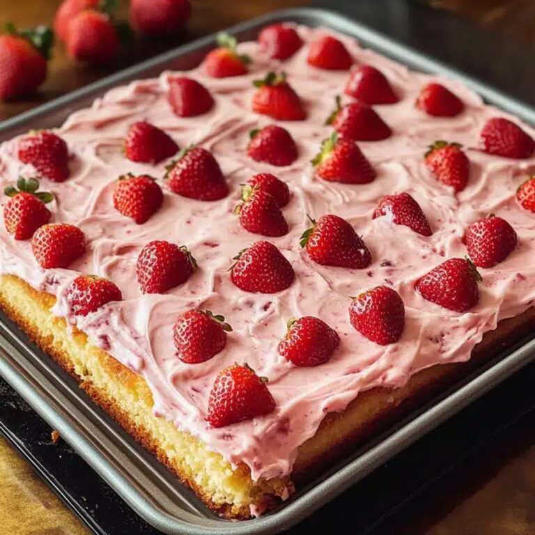 Strawberry Frosted Strawberry Sheet Cake Recipe