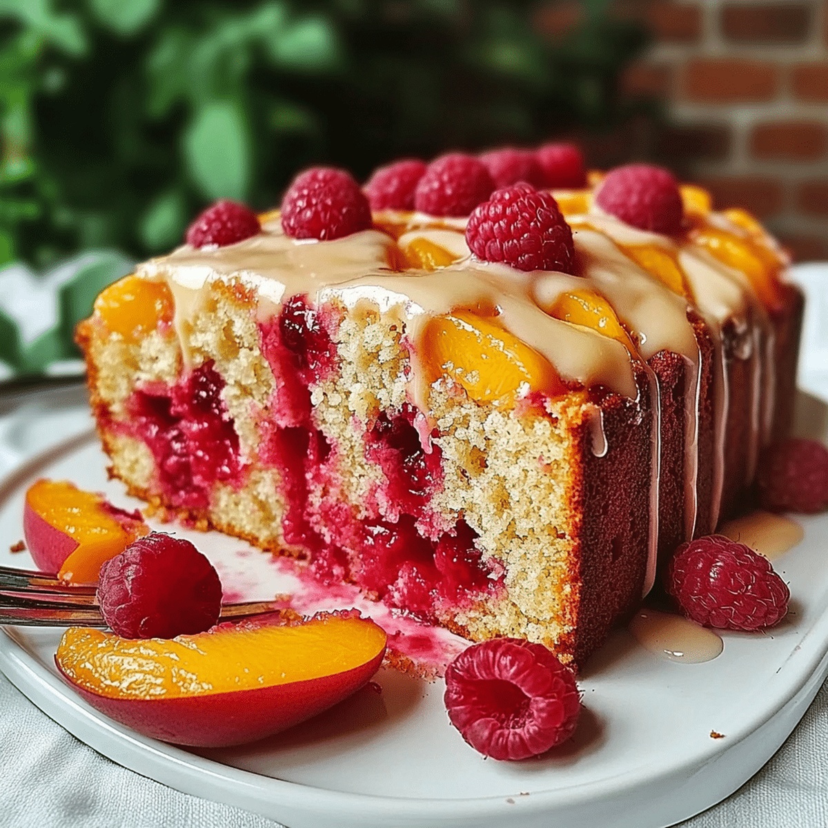 Juicy Peach Raspberry Cake Recipe