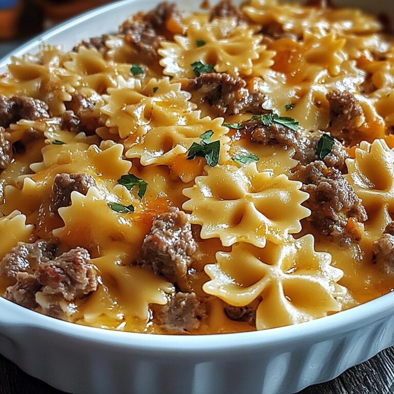 Cheesy Velveeta Beef Bowtie Pasta Casserole Recipe