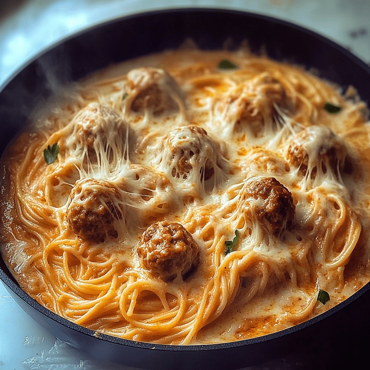 Creamy Spaghetti & Meatballs Recipe