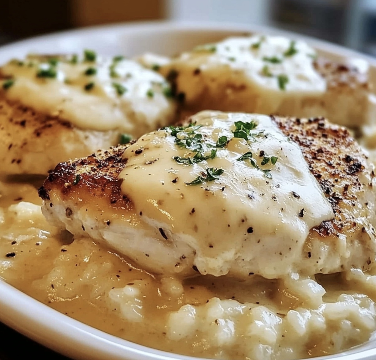 Creamy Garlic Chicken And Rice Bake With Parmesan Cream Sauce Recipe