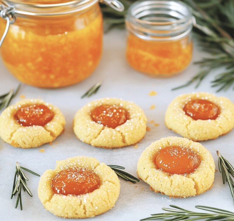 Sparkly Apricot Rosemary Thumbprint Cookies Recipe