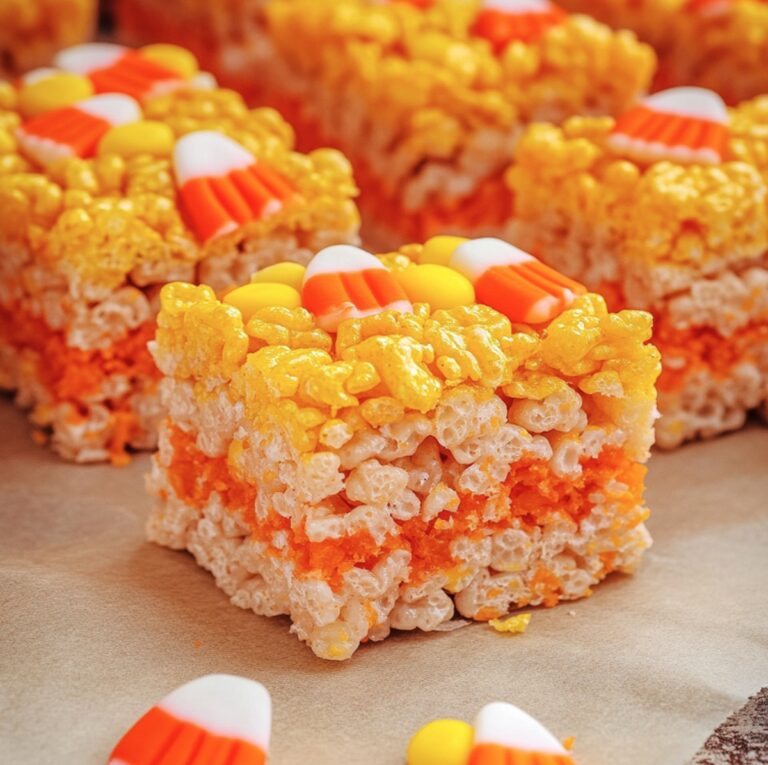 Spooky Candy Corn Rice Krispie Treats Recipe