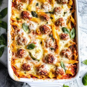 Hearty Meatball Pasta Casserole Recipe