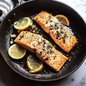 Crispy Pan-Fried Salmon With Lemon And Garlic Recipe