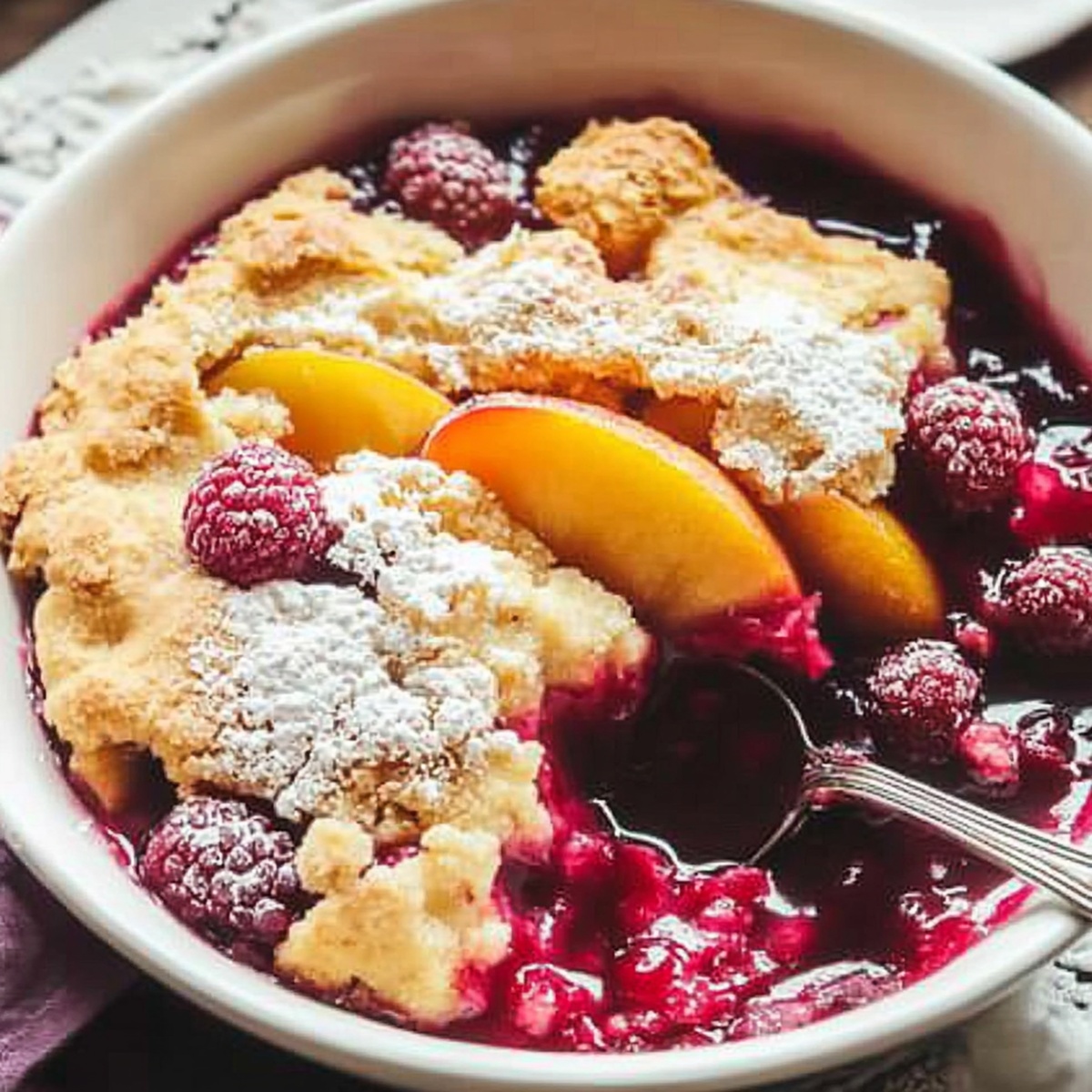 Sweet Peach And Raspberry Cobbler Recipe