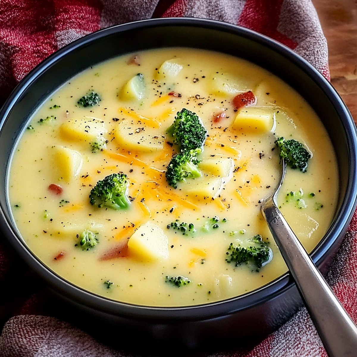 Hearty Cheddar Broccoli Potato Soup Recipe