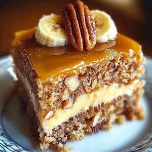 Luscious Caramel Banana Pecan Cake Recipe