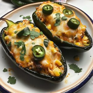 Spicy Chicken and Corn Stuffed Poblano Peppers Recipe